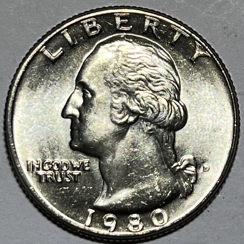 GEM BU 1980-D Washington Quarter Denver Mint Uncirculated USA 25c Save on 2+ Cover