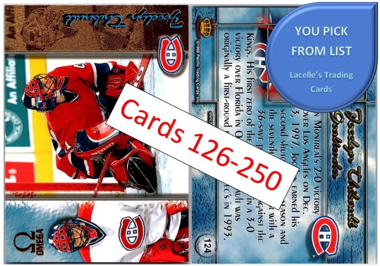 1997-98 Pacific Omega GOLD Hockey Base Cards (126-250) - U-Pick From List - Image 1 of 1