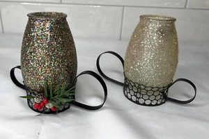 Laurence Weihnachten Mini Windlicht Lampe/Kerzenhalter-mehrfarbig & silber Vintage - Bild 1 von 7