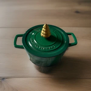 Martha Stewart grüner Emaille Weihnachtsbaum 2 Quart Gusseisen Topf  - Bild 1 von 8