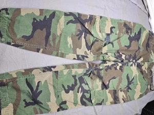 Vintage US Army Hose Herren Large Woodland Camo Cargo Ripstop BDU Patched 90s - Bild 1 von 8