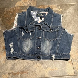 Fabelhafte XL Rue21 Cropped Jeansweste Distressed - Bild 1 von 6