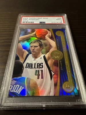 2005 Topps First Row Gold Dirk Nowitzki Mavericks 51/100 Pop 1 PSA 9 - Image 1 of 2