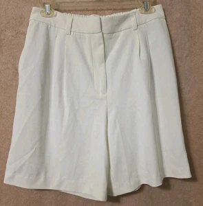 Bermudas blancas plisadas delanteras Rachel Zoe talla 6 nuevas sin etiquetas con bolsillos, elásticas - Imagen 1 de 6