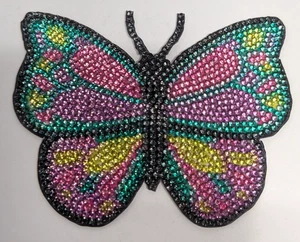 3,5" Strass Schmetterling Bügelbild Patch Bunt Glitzer Applikation - Bild 1 von 1