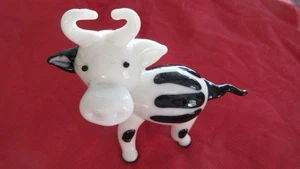 COW BLACK & WHITE ART GLASS MURANO STYLE AS NEW - Bild 1 von 2