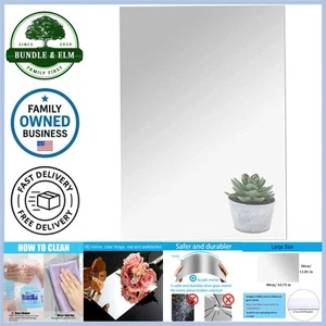 Acrylic Mirror Sheet 16x12 Frameless Self Adhesive Wall Decor for Bathroom - Picture 1 of 11