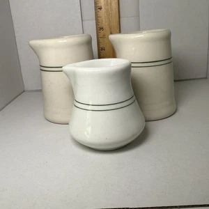 Menge 3 Weiß mit Doppel Mittel Grün Linie Vintage Milchkännchen Grifflos - Bild 1 von 7