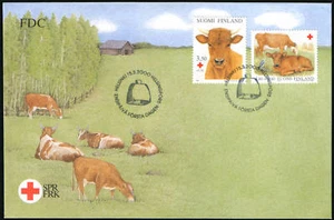 Finland FDC 2000, Red Cross, Cow, Calf, Mint - Picture 1 of 1