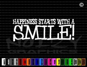 Happiness Starts With a Smile Funny Cute Family Car Decal Window Vinyl Sticker - Bild 1 von 1