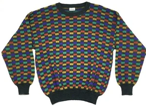 Vtg GIANNI ALBERTI Men's Sz L Wool Cosby Biggie Sweater Hip Hop 90s - Picture 1 of 6