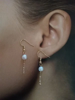 Genuine Freshwater Pearl Natural Baroque Pearl Earring Drops 6mm Rose Gold - image 1 of 4