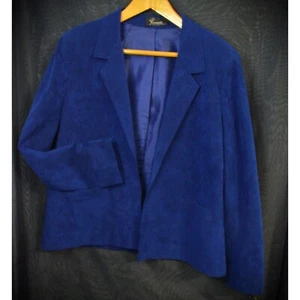 BLAZER vintage pelle scamosciata Kreeger's New Orleans blu taglia 14 - Foto 1 di 11