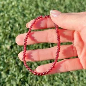 A++ Rot Granat Glatt Rund 6-8 mm Edelstein Perlen Dehnbar Herren Damen Armband - Bild 1 von 12