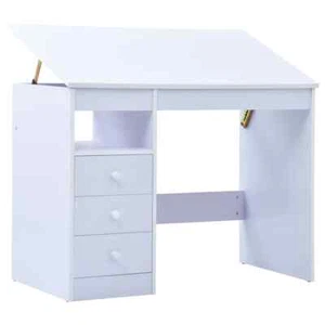 vidaXL Children Drawing Study Desk Tiltable White - Picture 1 of 11