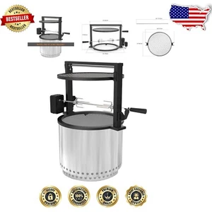 Dual-Purpose Rotisserie & Grill for 19.5" Smokeless Fire Pit - Santa-Maria Style - Picture 1 of 10