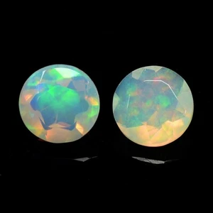 1.05 Ct & 6 mm _ MULTI-COLOR PLAY RAINBOW NATURAL OPAL ROUND CUT 2Pc's GEMSTONES - Imagen 1 de 11