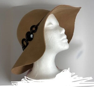 NEW! Dorfman Pacific SCALA 100% Wool Womens Floppy Felt Hat Camel Schitt's Creek - Picture 1 of 20
