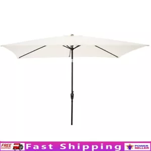 10 Ft Rectangular Patio Umbrella W/ Crank Push Button Tilt Outdoor Shade Canopy - Picture 1 of 9