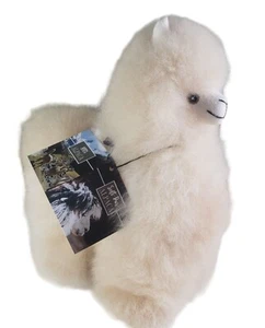 Soft Pur Natural Fur Alpaca Plush Stuffed Beige Handmade Peruvian Made NEW - Picture 1 of 7