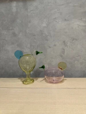 Iittala Sulo&Sorja Oiva Toikka Lemon Yellow Pink Interior Object Finland used - Image 1 of 4