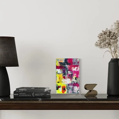 Original Abstracto Arte Moderno Pintura Acrílico en Caja Lienzo Foto 1 de 4