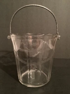 VINTAGE 1930's SIGNED CAMBRIDGE DECAGON W/ CUT GLASS DECORATION ICE BUCKET - Picture 1 of 7