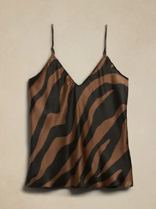 NEW BANANA REPUBLIC S Silk Camisole Small Brown Zebra #746040 $110 - Picture 1 of 6