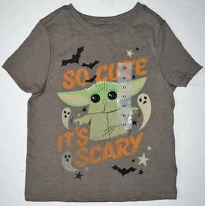 Old Navy Kid's 3T Star Wars Shirt Baby Yoda Halloween Gray Brown Short Sl. NWT - Picture 1 of 13