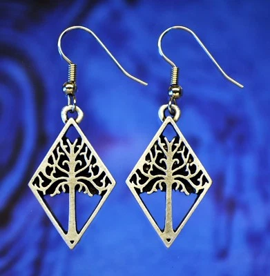 Pewter White Tree Earrings made in USA - Image 1 of 2