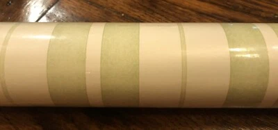 1 Rollo Doble Papel Pintado Waverly Vintage 5501404 Crema con Rayas Verde Salvia Foto 1 de 4