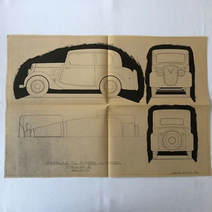 1933 Coachbuilder Car Design Blueprint Rendering Blue Print Coupe Body Style  - Picture 1 of 7