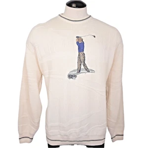 Mens GOLFER XL Sweater Golf Embroidered Long Sleeve Beige Made USA - Picture 1 of 12