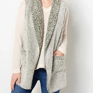 Koolaburra by UGG Frosted Two Tone Sherpa Vest Gilet Medium - Picture 1 of 6