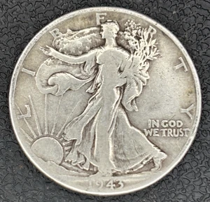 1943 D Walking Liberty Half Dollar (sehr guter Zustand) ~ Brillant USA Münze B3115 - Bild 1 von 2