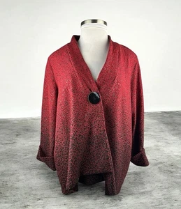 Ali Miles Toggle Button Artsy Asymmetrical Jacket Red & Black Ombre Plus Size 1X - Picture 1 of 12