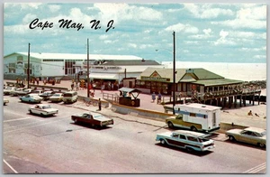 Cape May New Jersey NJ Pier Coppertone Old Cars Restaurant Beach View Chrome UNP - Picture 1 of 2