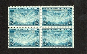 1935 U.S. AIRMAIL TRANS-PACIFIC 25c "China Clipper" Blk of 4 Sc#C20 M/NH/OG GEM! - Picture 1 of 1