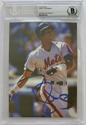 ФОТОГРАФИЯ БЕККЕТТА С АВТОГРАФОМ ДЭРРИЛА КЛУБНИКИ 5X7 ПОДЛИННАЯ MLB БЕЙСБОЛ NY METS - Изображение 1 из 2