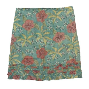 Tommy Bahama 100% Linen Floral Skirt with Ruffle 6 NEW - Picture 1 of 6