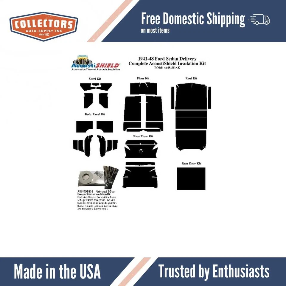 Insulation Sound Deadener Kit for 1941-48 Ford Panel Delivery Van Sedan Complete - Image 1 of 4