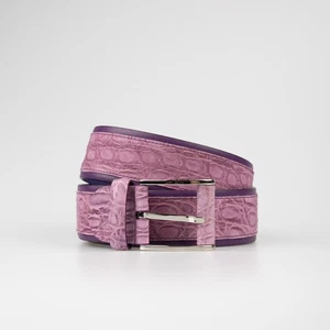 NUEVO SIN ETIQUETAS $2150 Roger Pinault COCODRILO Nubuck Púrpura Hebilla 5 Agujeros Cinturón 43,7 pulgadas - Imagen 1 de 7