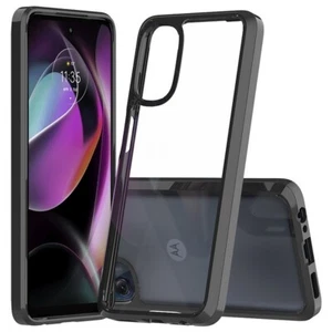 For Motorola Moto G 5G (2022) - Hard TPU Rubber Phone Case Cover Black Clear - Picture 1 of 5