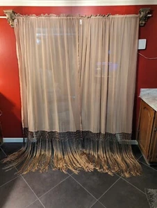 Curtains JC Penney Semi Sheers 50 x 95 2 panels 36 Inch Fringe - Picture 1 of 8