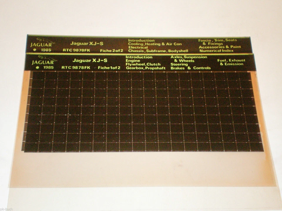 Catalogo Ricambi Microfich Jaguar XJ-S - Aggiornamento 1985 - Immagine 1 di 1