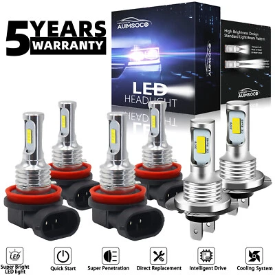For Ford Fusion 2006-2016 - 6x 6000K White LED Headlight Fog Light Bulbs Combo - Image 1 of 4