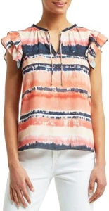 Neu mit Etikett H Halston Damen gerüschte Krawatte Frontbluse Lavablöse Größe Medium - Bild 1 von 2
