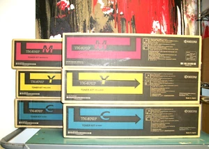 SET OF 3 GENUYINE KYOCERA TK-8707 TK-8707C TK-8707Y TK-8707M Toner - RF - Picture 1 of 8