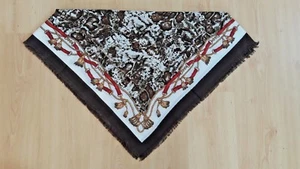 Gorgeous Vintage Brown & White 52" x 52" Square Shawl Wrap Scarf Wrap - New! - Picture 1 of 3