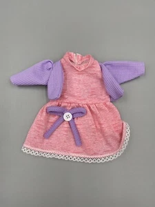 Pink Baby Doll Dress W/ Attached Purple Vest & Front Bow And Button - Picture 1 of 4